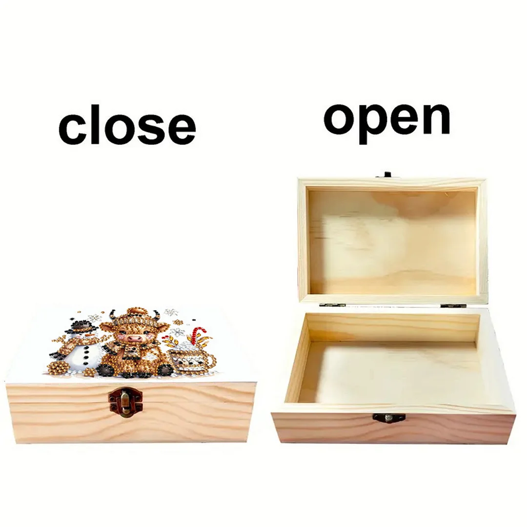 Cows and Snowmen DIY Wooden 5D Diamond Art Diamond Art Storage Box for Adults