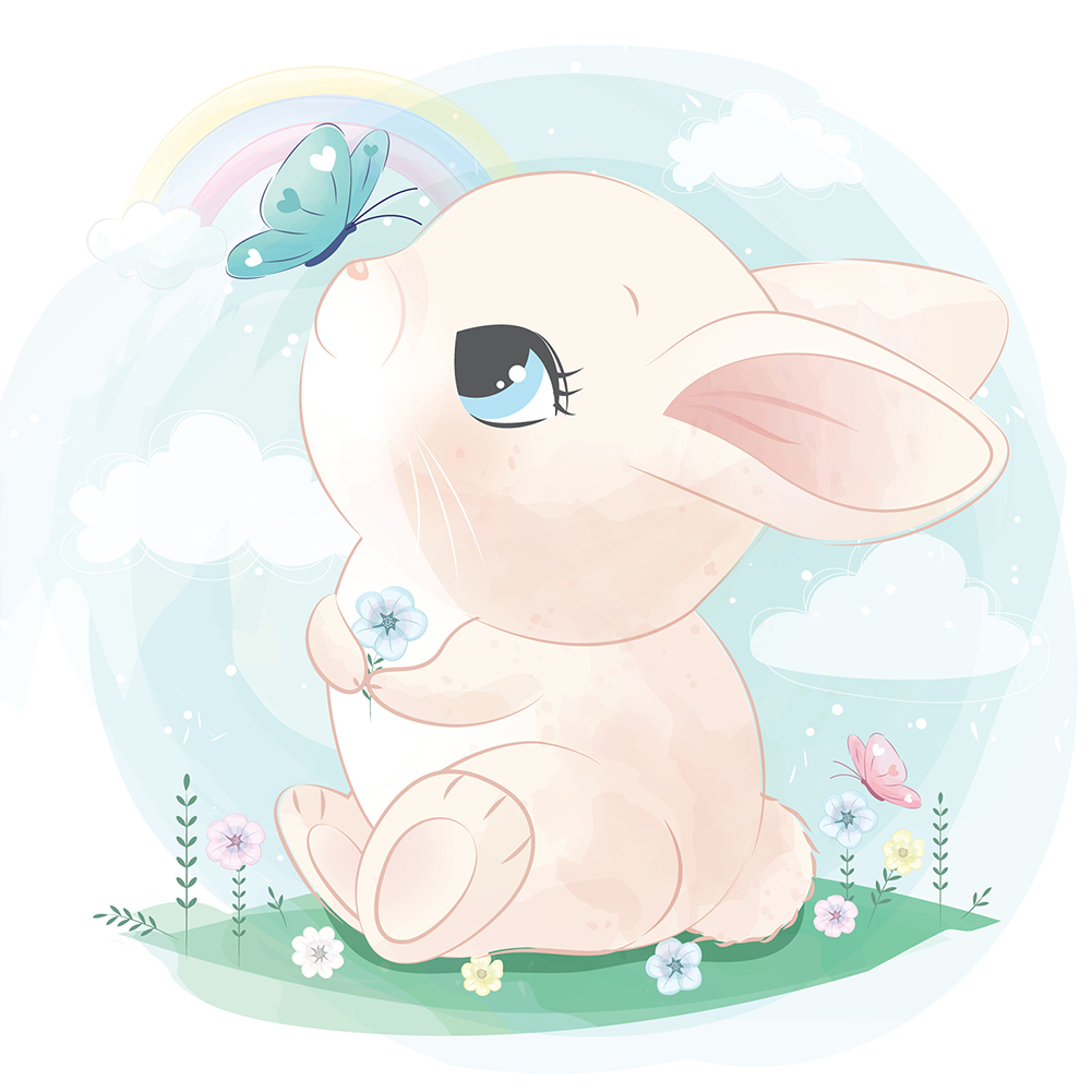 

30*30CM - Round Drill Diamond Painting - Cute Rabbit, 501 Original