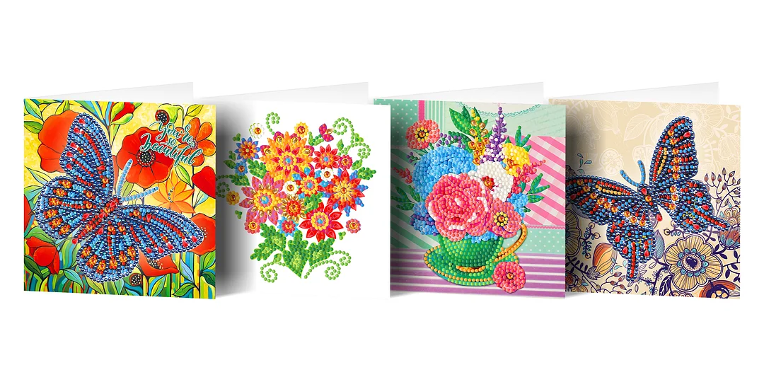 12pcs DIY Diamond Painting Greeting Cards Mosaic Birthday Postcard(15*15cm)