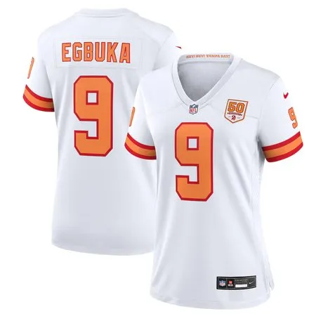 Women's '76 Tampa Bay Buccaneers #9 Emeka Egbuka  White 50th Season Game Jersey