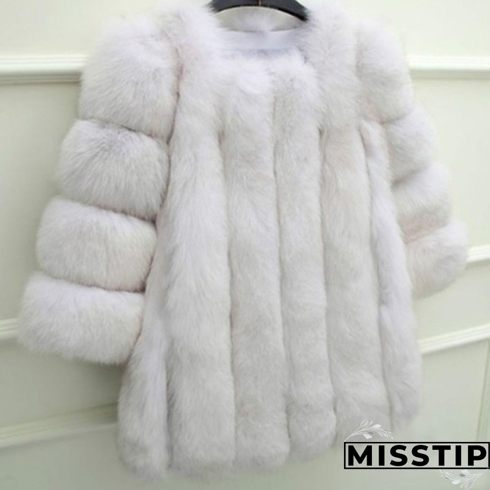 Women Winter Top Fashion Faux Fur Coat Elegant Thick Warm Outerwear Fake Fur Ladies Jacket Coat