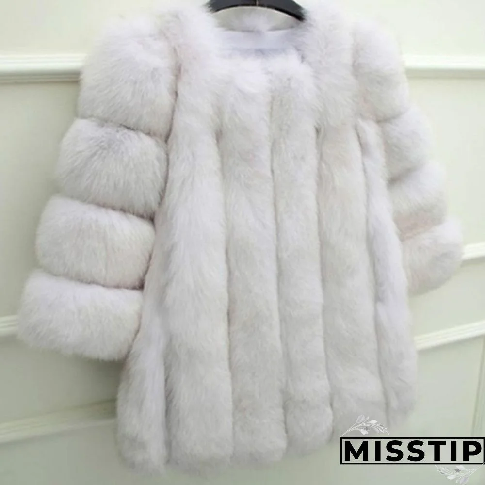 Women Winter Top Fashion Faux Fur Coat Elegant Thick Warm Outerwear Fake Fur Ladies Jacket Coat