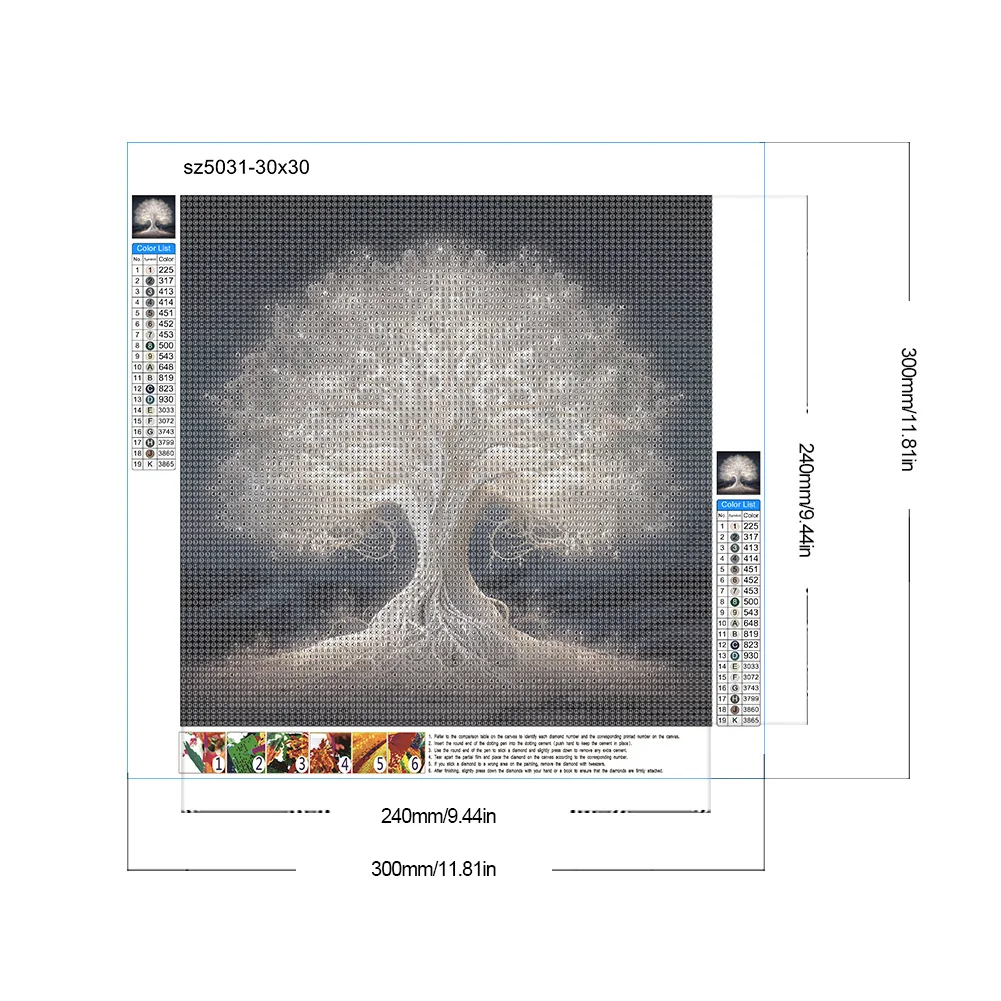 4pcs Diamond Painting - Full Round Drill - Life Tree(Canvas|30*30cm)
