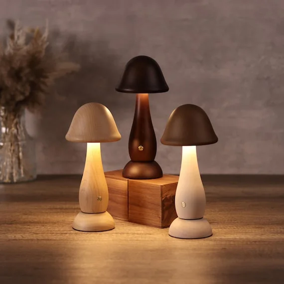 Celestial Cap Wooden Mushroom Lamp