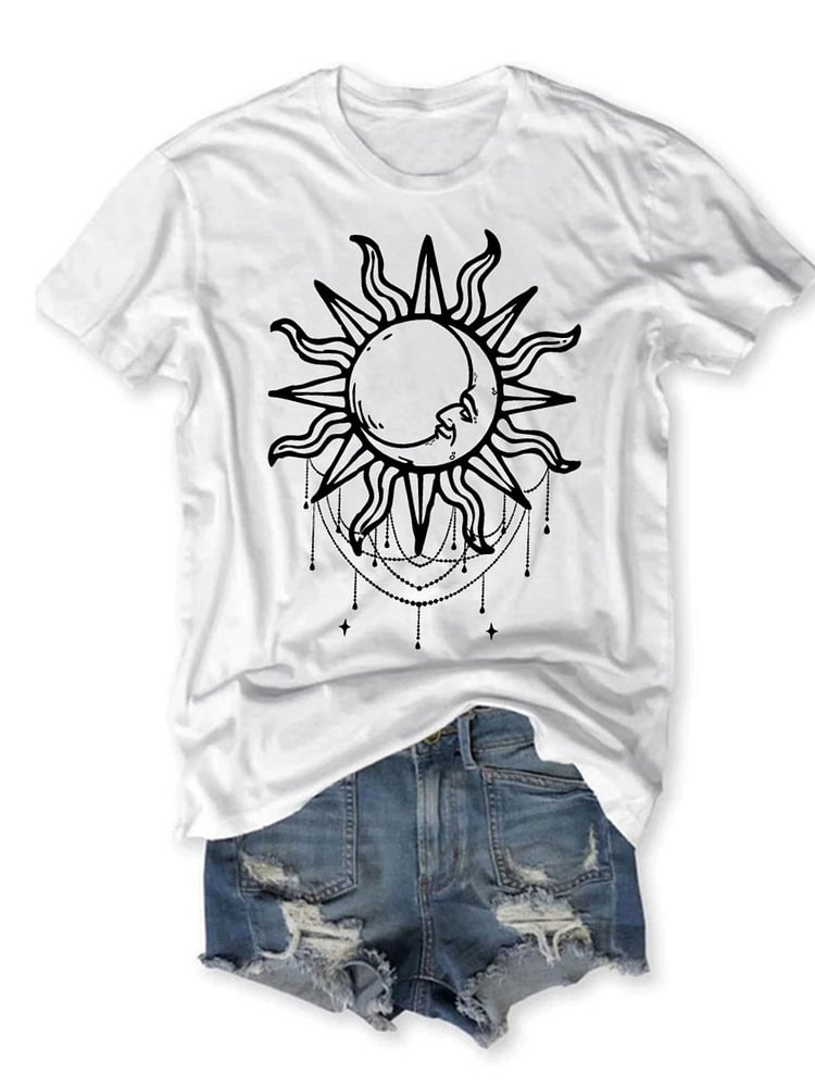 Bestdealfriday Sun And Moon Graphic Tee