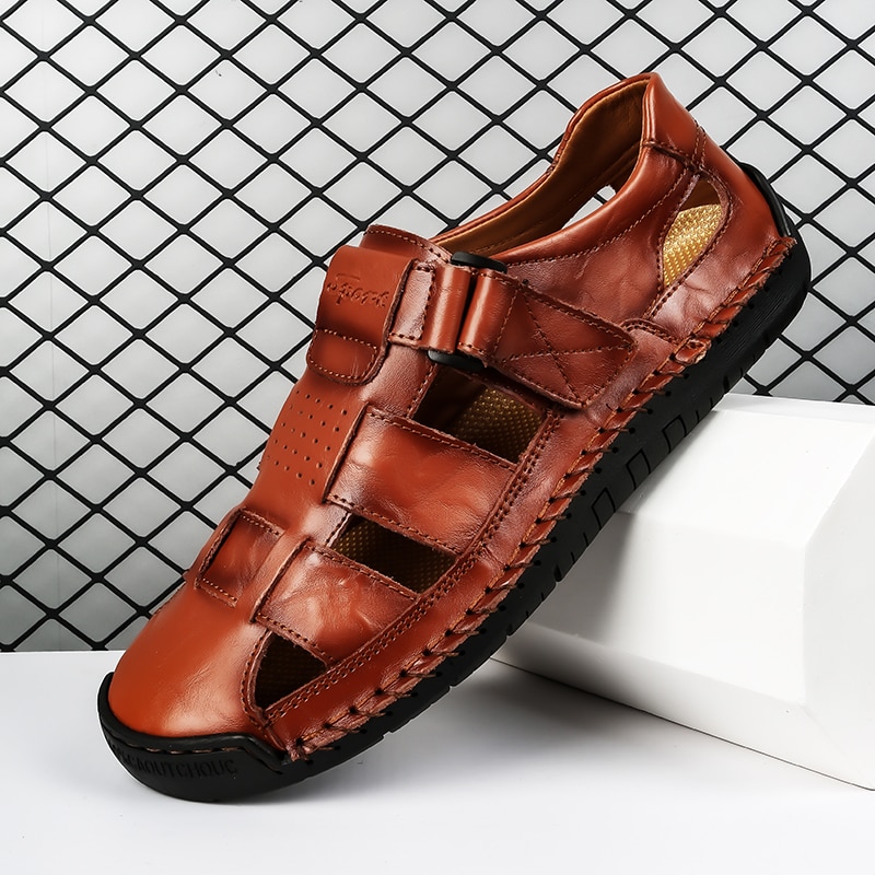 Summer Men's Split Leather Sandals Outdoor Walking Sandals | ARKGET