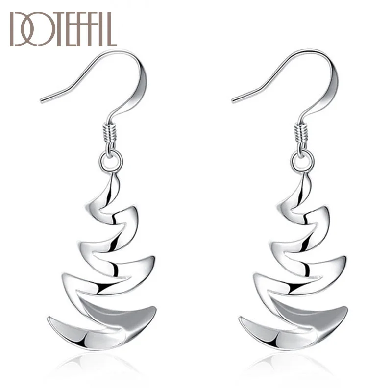 DOTEFFIL 925 Sterling Silver Crescent Drop Earrings Charm Women Jewelry 