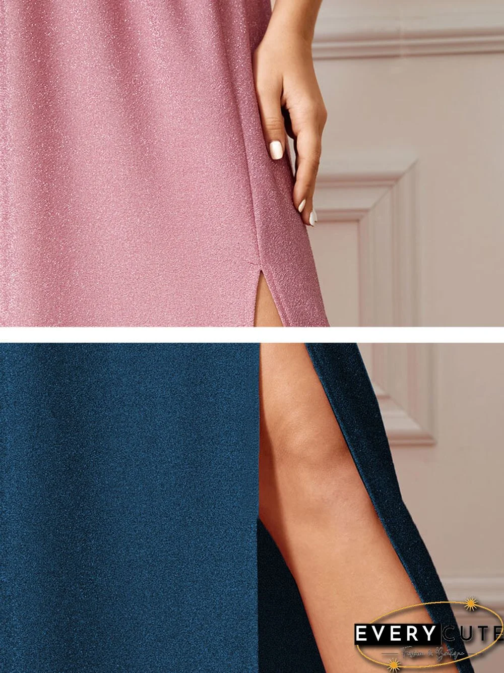 Solid Halter Cut Out Cross Wrap Split Maxi Dress