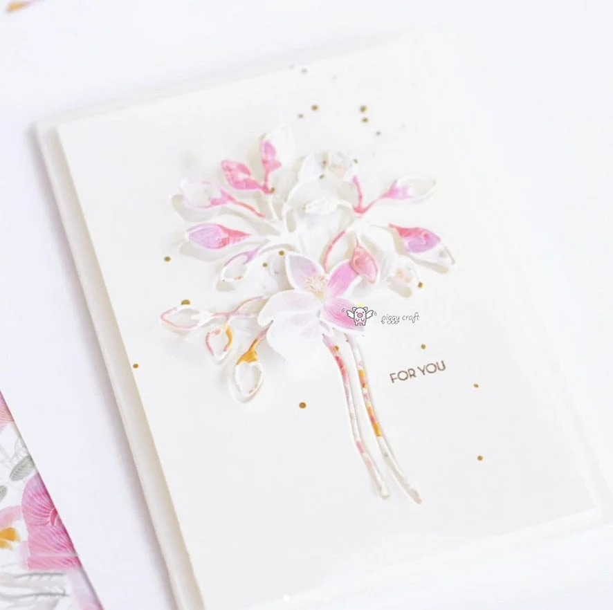 Piggy Craft metal cutting dies cut die mold Flower branch decoration Scrapbook paper craft knife mould blade punch stencils dies