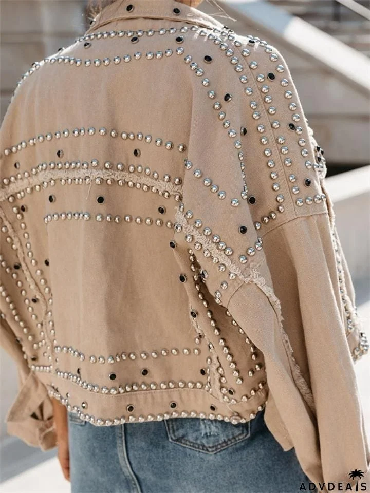 Super Cool Rivets Denim Biker Jacket