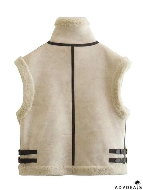 Contrast Zip Up Fleece Vest