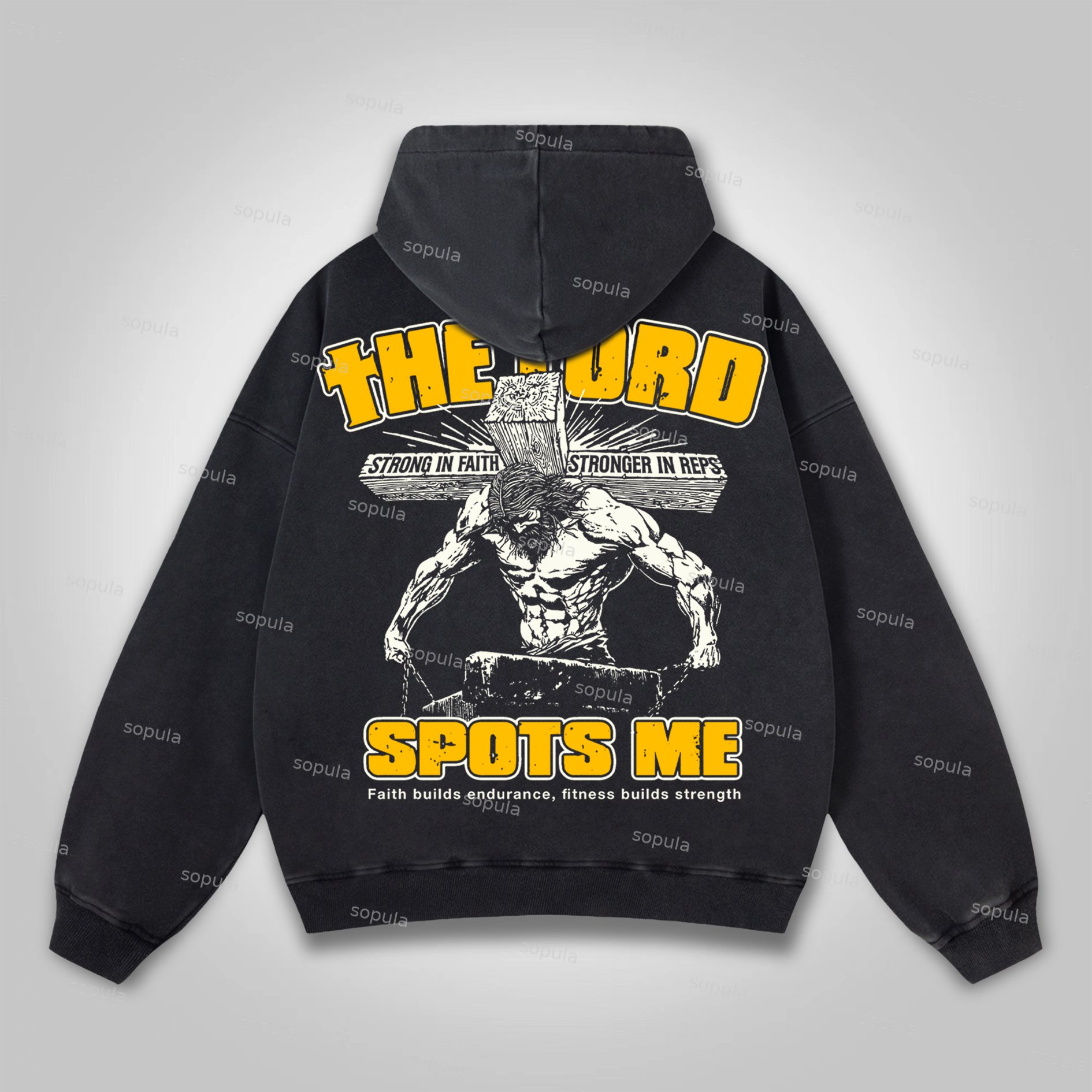 Sopula The Lord Spots Me God Gym Graphic Washed Hoodie