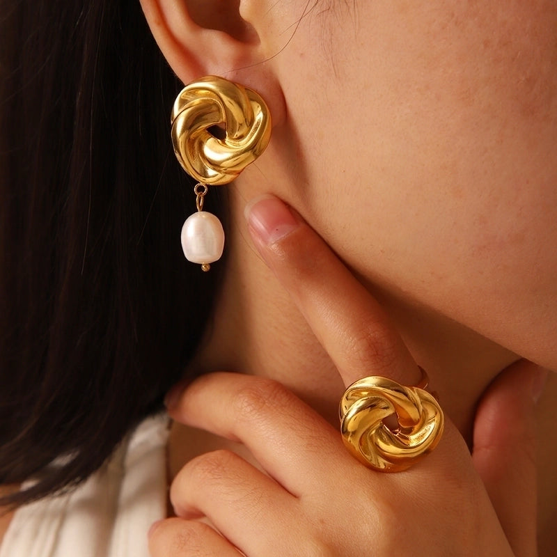 1 Set 201 Stainless Steel 304 Stainless Steel Freshwater Pearl Ion Plating (IP) Freshwater Pearl Jewelry Sets