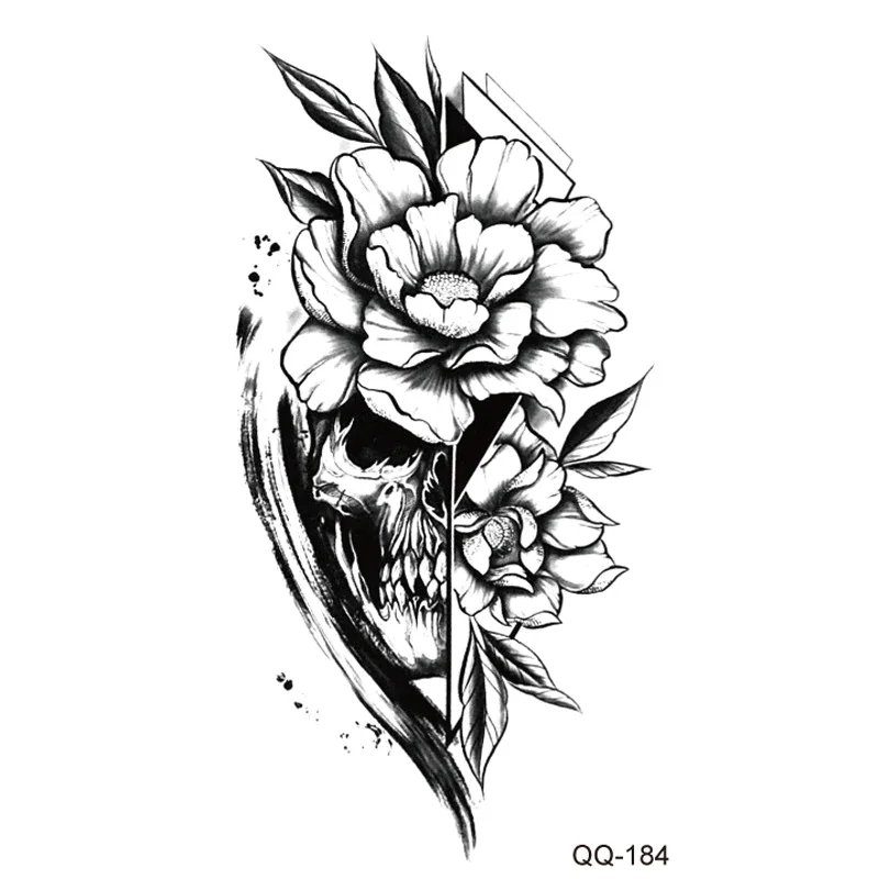 Sdrawing Rose Temporary Tattoo Sticker Flower Feather Elephant Body Clavicle Ankle Legs Arm Art Fake Tatto Party Bikini Tatoos