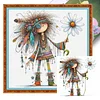 (Multi-Style) Indian Weird Girl-11CT Stamped Cross Stitch 40*40cm/15.75*15.75in tapestrymarket