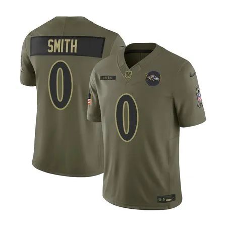 Youth's Baltimore Ravens #0 Roquan Smith  Olive 2025 Salute to Service Retired Limited Jersey
