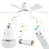 Socket Fan Light with Remote Screw in Ceiling Fan in Light Socket for Bedroom