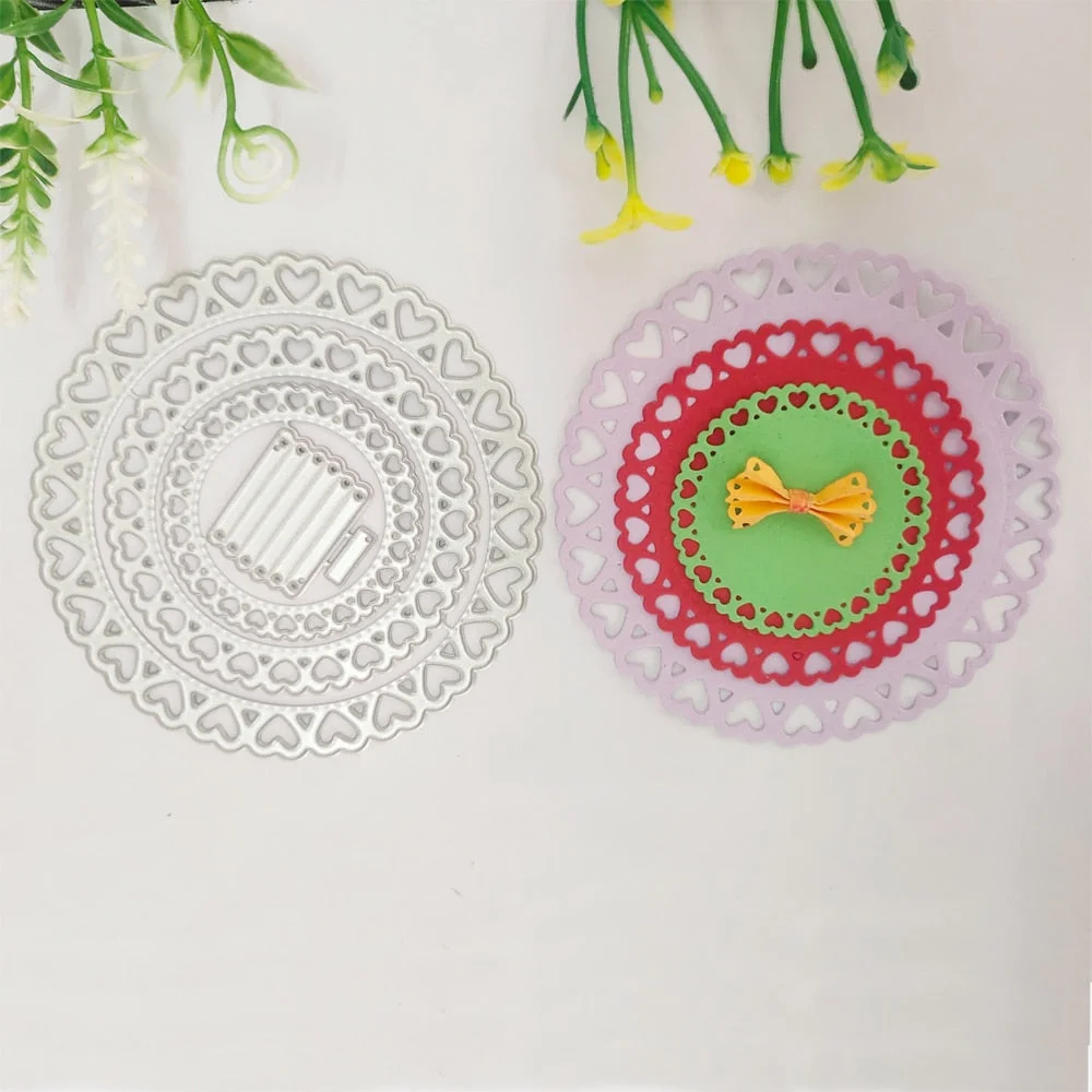die cut metal cutting die round frame die heart border rosette edge Scrapbook paper craft album card punch art cutter