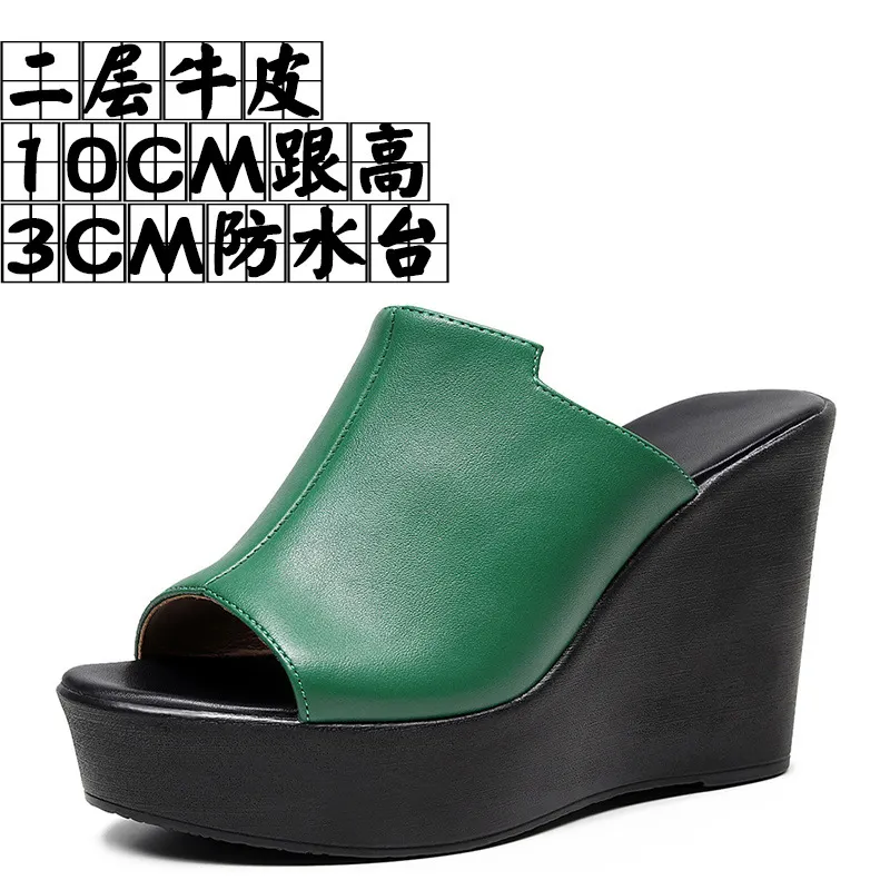 Breakj Breakj Comfortable Outside Slope And Slippers Women's Summer Fashion High-Heeling Waterproof Table Thick Bottom Pine Cake Cool Drag And Word Drag