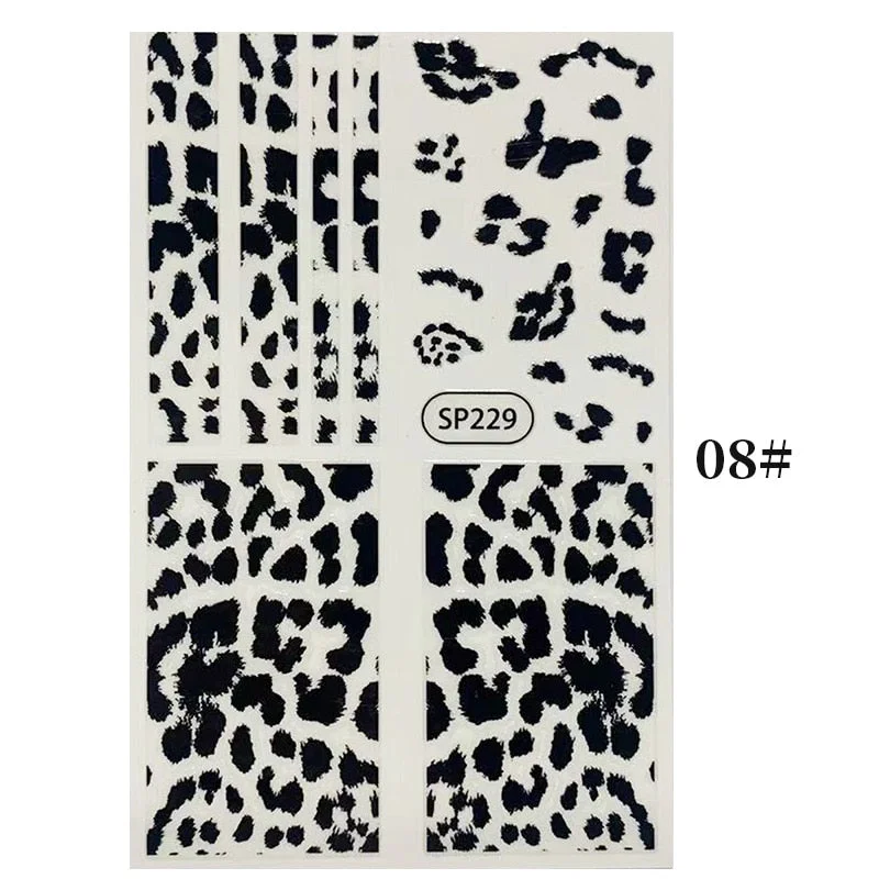 1PC Zebra Serpentine 3D Nail Stickers Fluorescence Green Leopard Prints Sliders Animal Skins Nail Art Decoration For Manicures