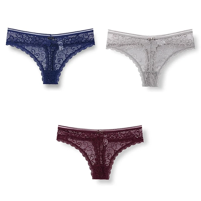 3pcs Woman Panties Sexy Lace Underwear For Women Lingerie Lady Lace T-back Female Thongs Wholesale Sexy Underpants For Women