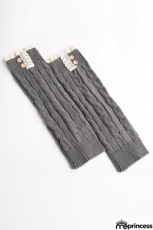 Lace Rim Braided Leg Warmers Lace Rim