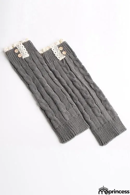 Lace Rim Braided Leg Warmers Lace Rim