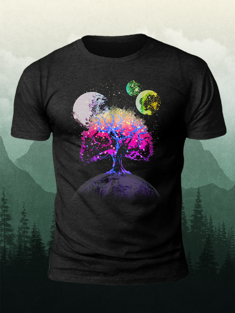 Space Tree of Life Print Short Sleeve T-Shirt