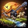 Diamond Painting-DIY Full Round Drill Western Elements Guitar And Horse