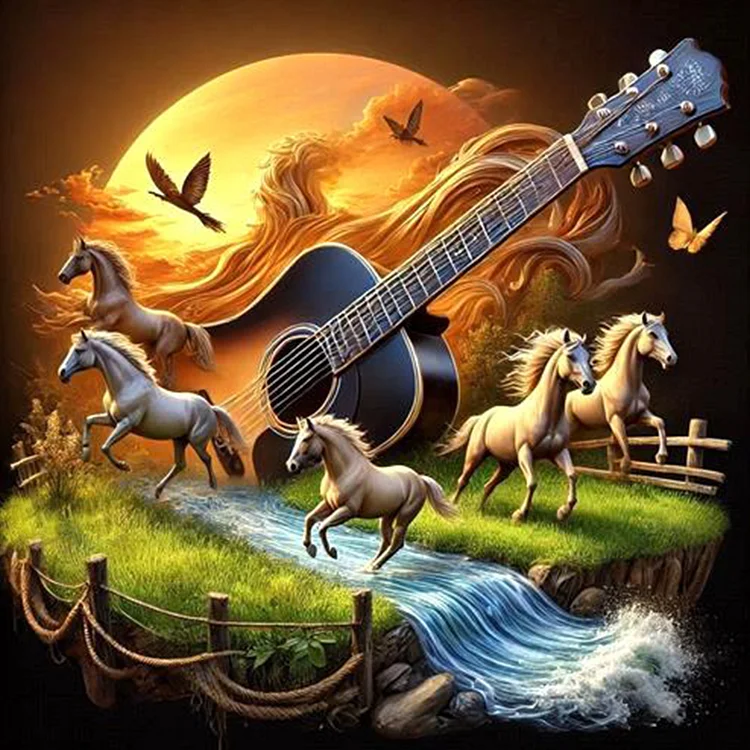 Western Elements, Running Horses 30*30CM (Canvas) Full Round Drill Diamond Painting gbfke