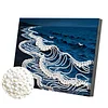 uk.everydayedeals DIY Pearl Painting With Frame - Handmade Self-Adhesive Pearls - Waves(20*30cm)