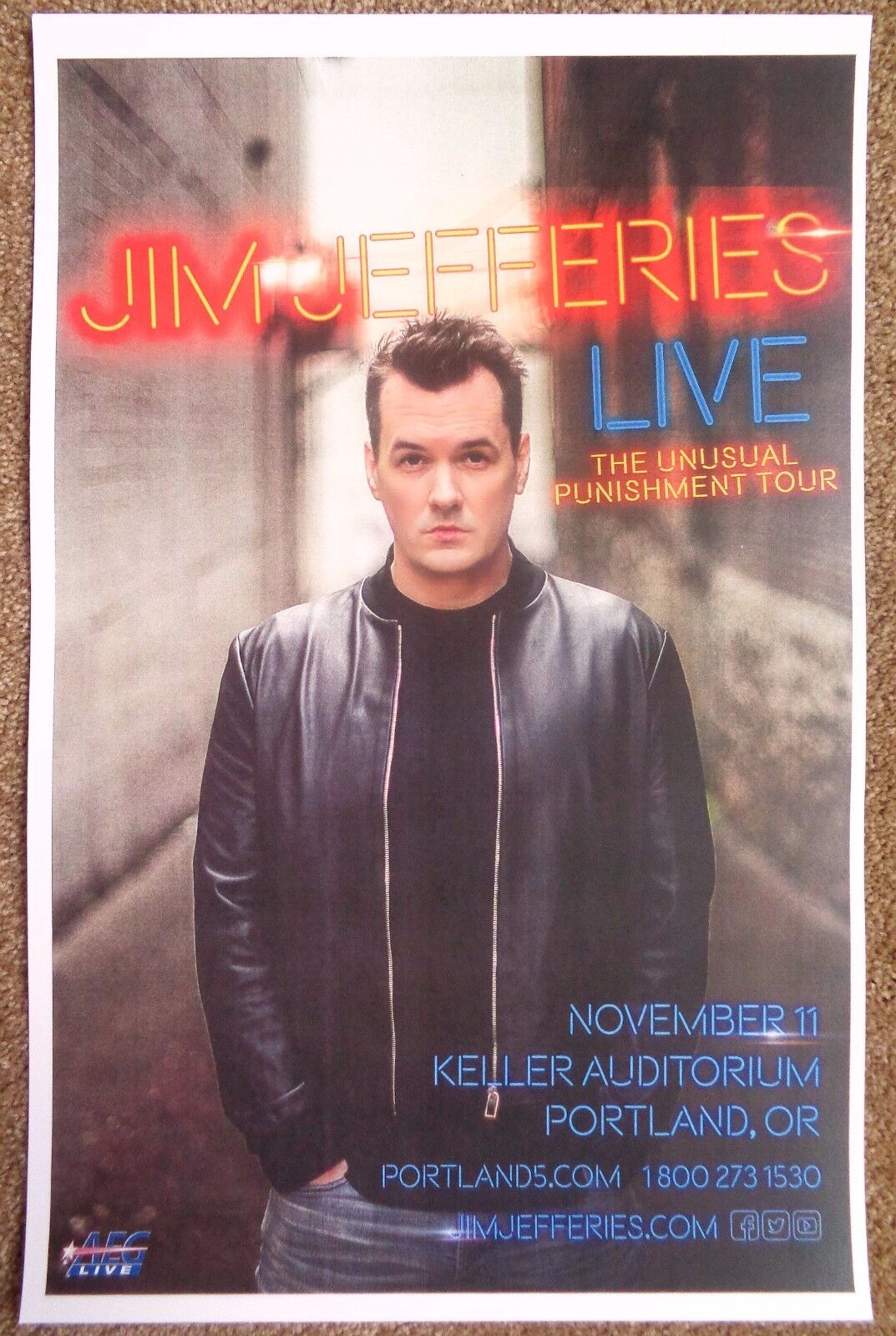 JIM JEFFERIES 2016 Gig POSTER Portland Oregon Comedy Show