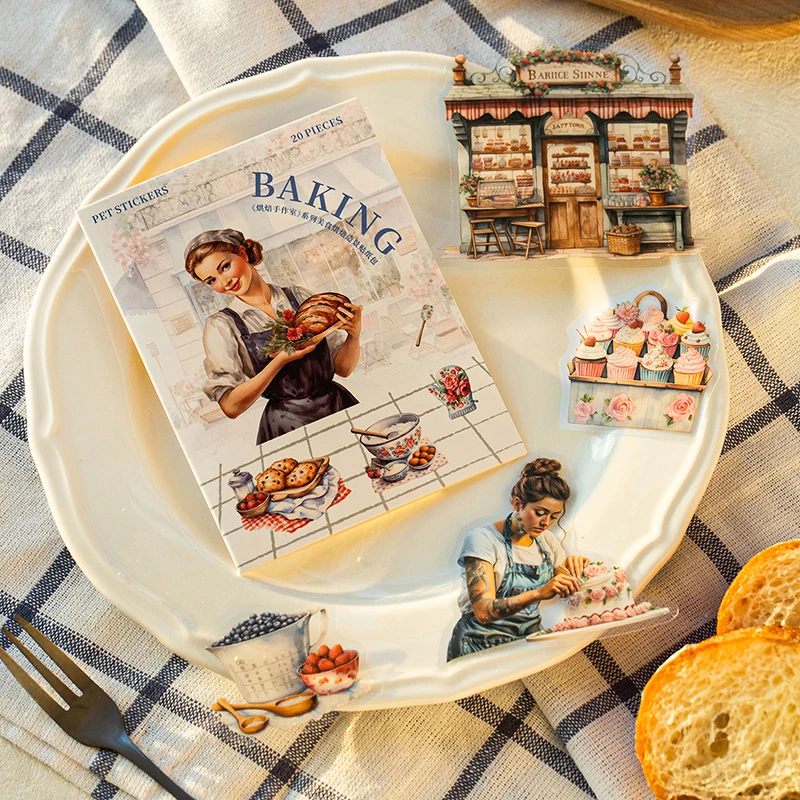 PET 스티커 - 베이킹 워크숍 시리즈 빈티지 캐릭터 조경