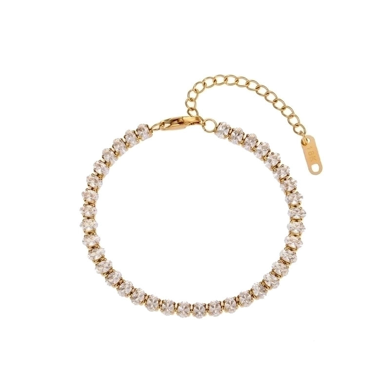 Minimalist Geometric 304 Stainless Steel Zircon 18K Gold Plated Plating Inlay Bracelets Necklace