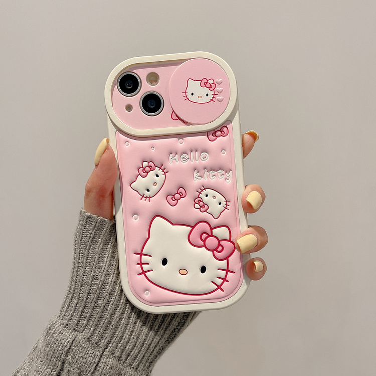 Kawaii Sliding Window Pink KT Cat Phone Case