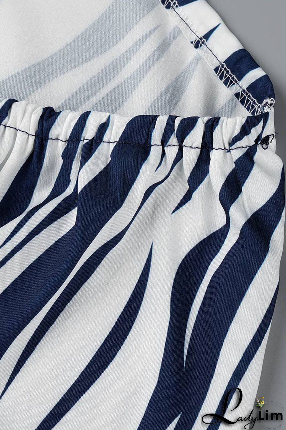 Blue Fashion Casual Print Bandage Backless Halter Sleeveless Dress Dresses