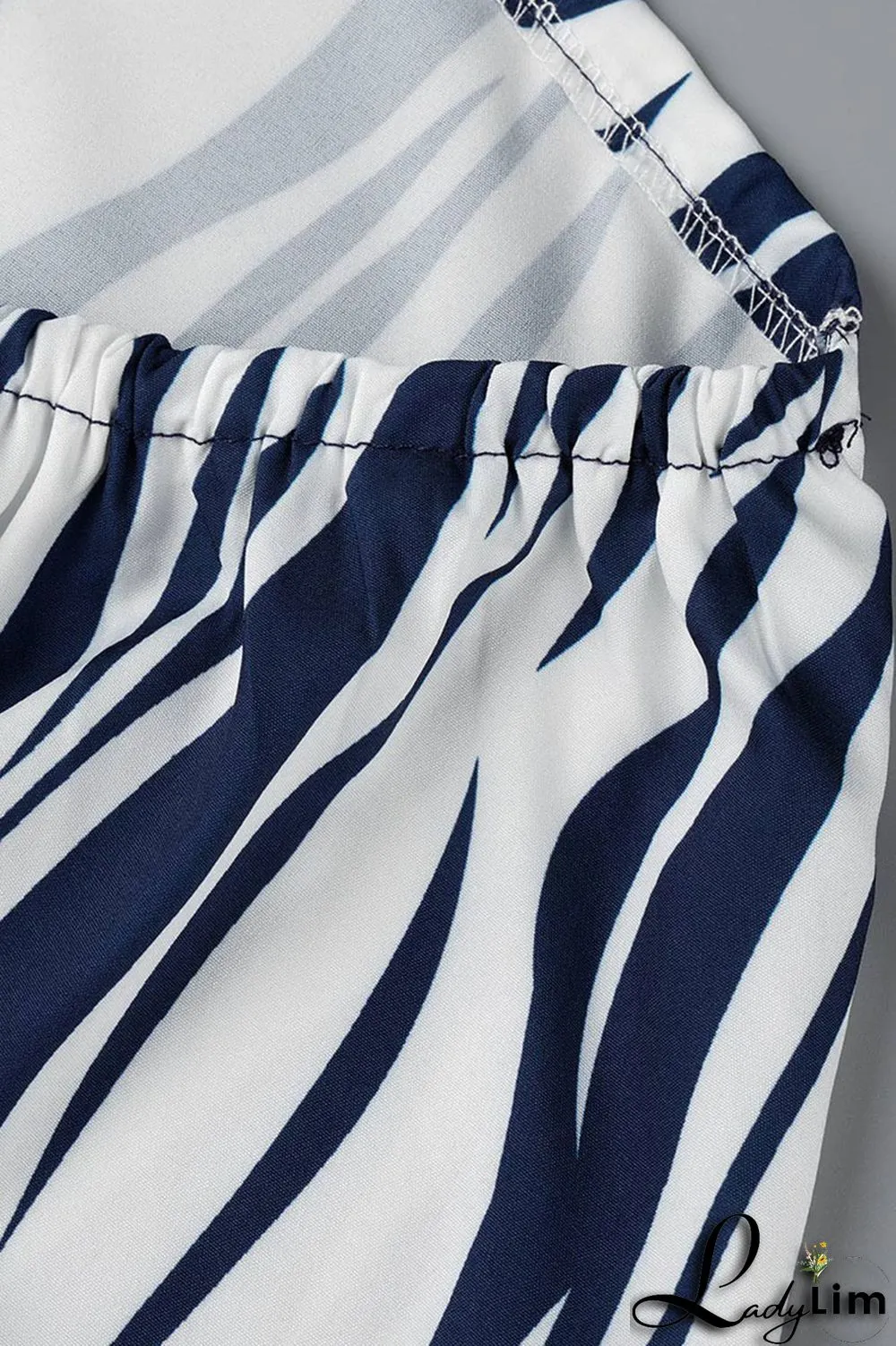 Blue Fashion Casual Print Bandage Backless Halter Sleeveless Dress Dresses