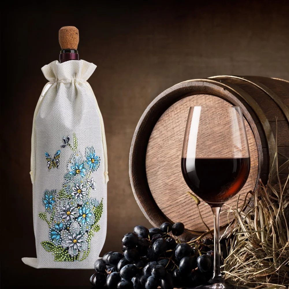 DIY Flowers Diamond Painting Wine Bags Creative Diamond Art Liquor Bottle Covers