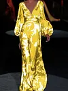 Printed Empire Long Sleeves Maxi Dresses