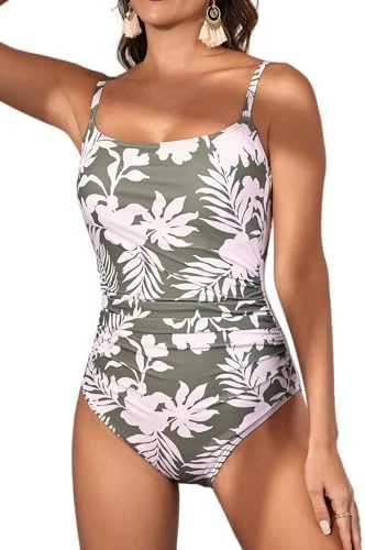 Women's Tummy Control Ruched One Piece Swimsuits