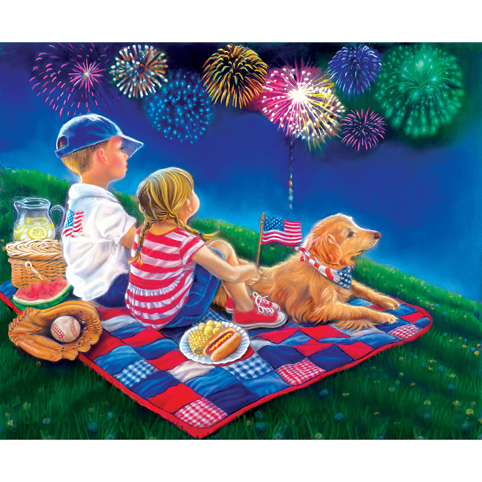 

40*30CM - Firework Picnic - Round Drill Diamond Painting, 501 Original