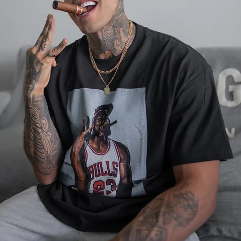 Men's Casual Fashion Printed Colour T-shirt