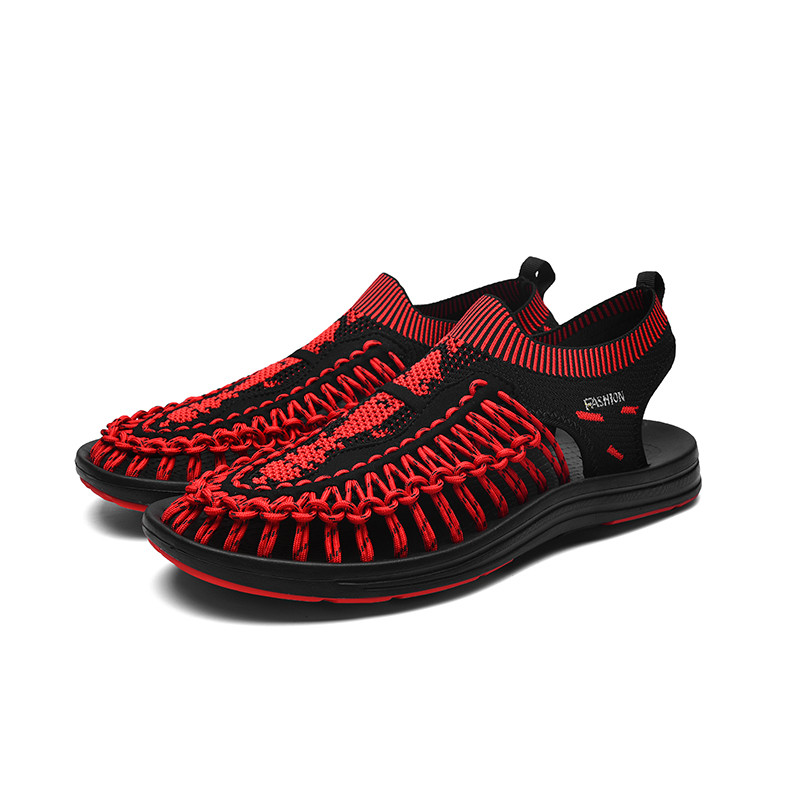 2025 New Classic White Blue Slip-on Men Sandals Casual Comfortable Flat Woven Sandals Mens Summer Shoes Loafers snadalias hombre
