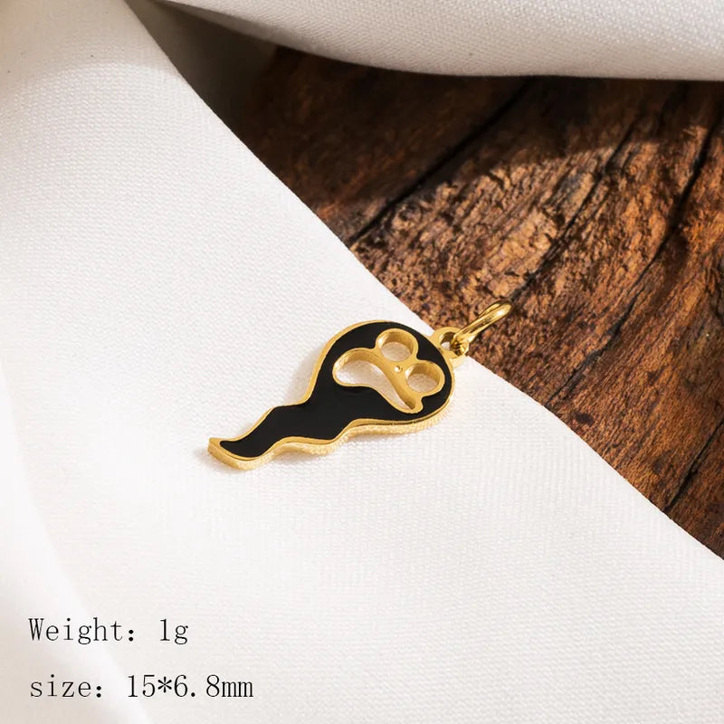 1 Piece 23*24mm Hole 3~3.9mm 304 Stainless Steel 14K Gold Plated Pumpkin Skull Ghost Polished Pendant Jewelry Accessories