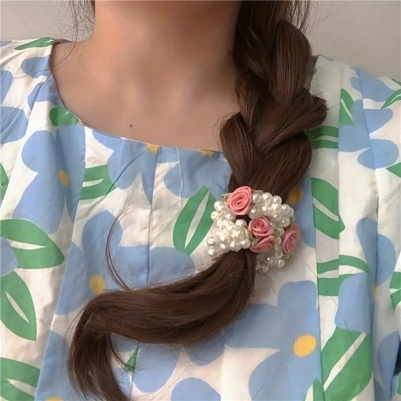 Minimalist Women’s Flower Pearl Hair Tie