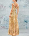 Elegant sequined V-neck gown gown