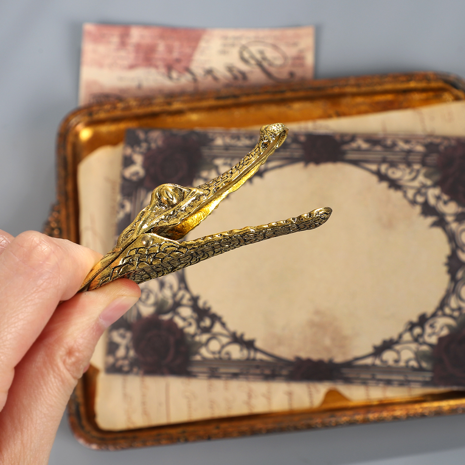 금속 클립 - 빈티지 악어 머리 모양 합금 책갈피 클립