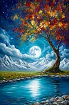 Luxury AB Velvet Diamond Painting Kit - Lake Under the Moonlight