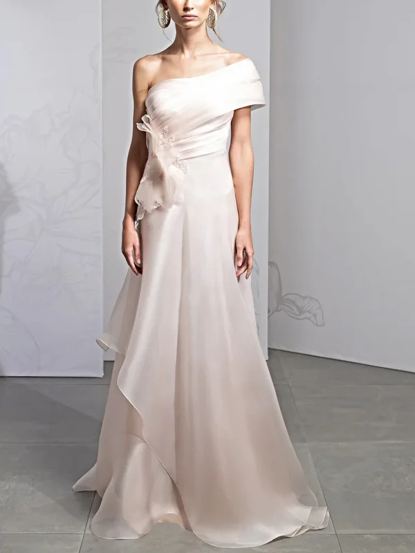 Off-shoulder Solid Color Maxi Dress