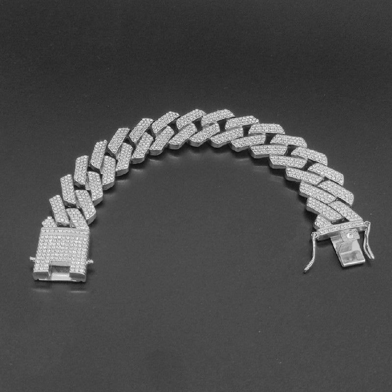 Direct Explosions Diamond 20mm Three-row Drill Miami Cuba Chain Full Of Zircon Men’s Hip-hop Necklace